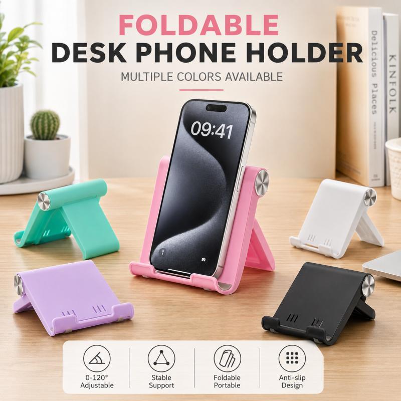 Mobile Pedestal Cabinet - Universal Foldable Desk Phone Holder Mount