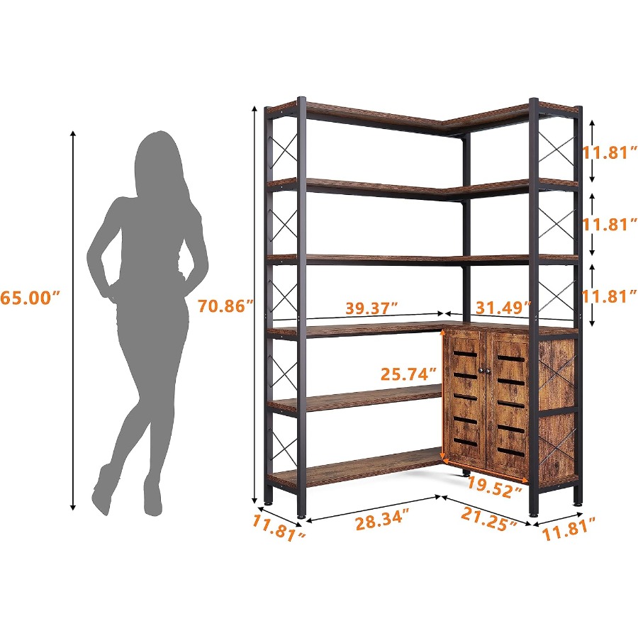 6-Shelf Corner Bookshelf for L - Bookshelf ulasan dan harga