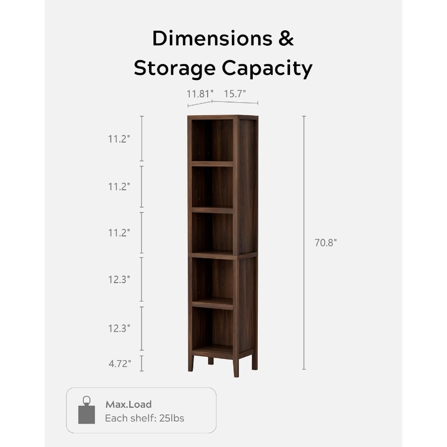 71 Tall Narrow Bookcase, 5-Tie - Bookshelf ulasan dan harga