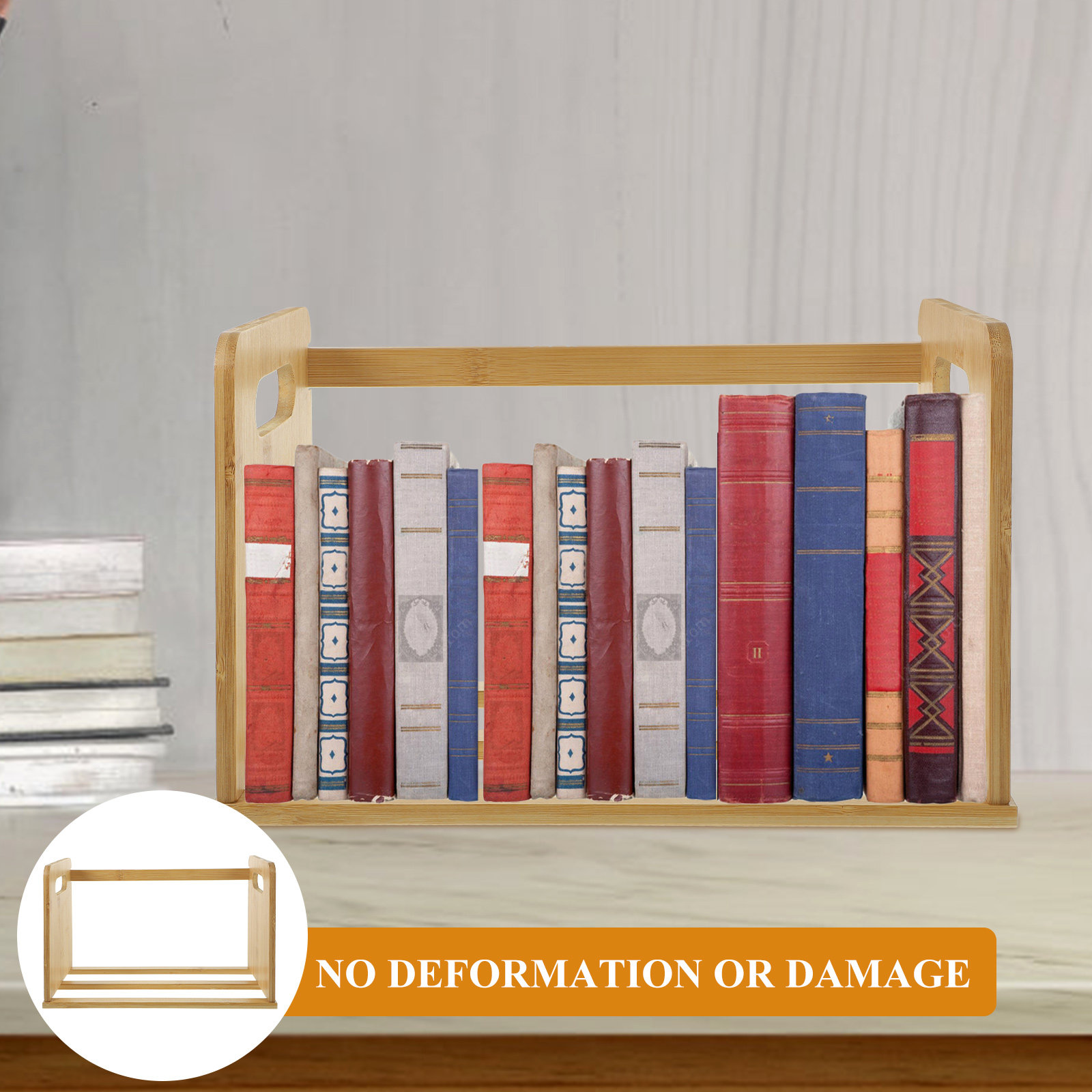 Wooden Desktop Bookshelf Vinyl - Desk Organizer ulasan dan harga