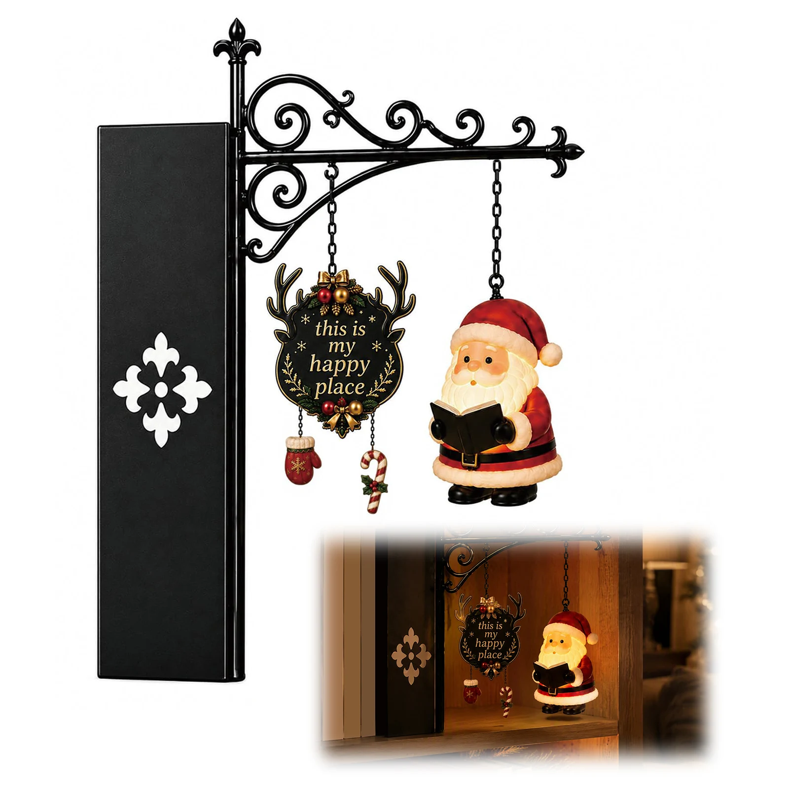 LED Bookshelf Santa Claus Chri - Bookshelf ulasan dan harga