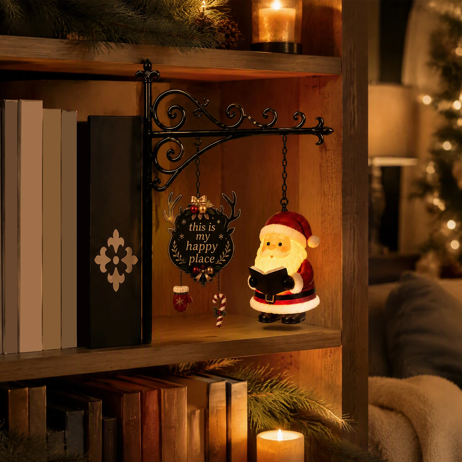 LED Bookshelf Santa Claus Chri - Bookshelf ulasan dan harga